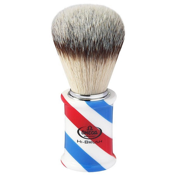 Omega Hi-Brush Barber Pole Fiber Shaving Brush