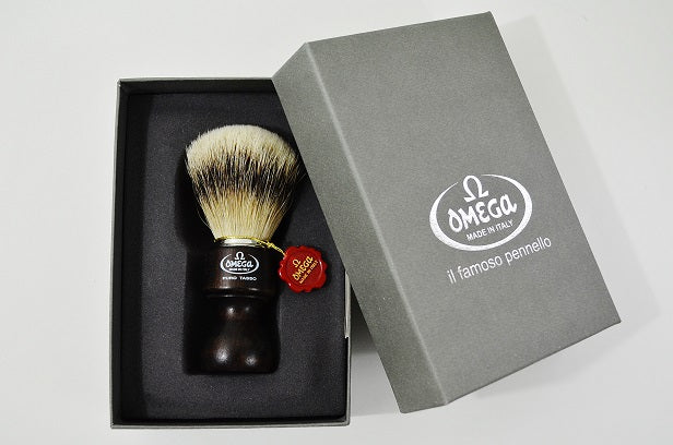 Omega Silvertip Badger Shaving Brush (Ovangkol Wood Handle)