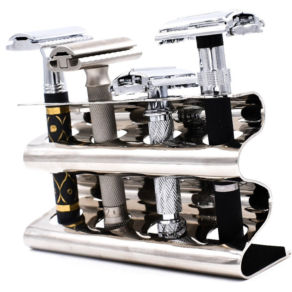 Parker Deluxe Chrome Safety Razor Stand, Holds 4 Razors