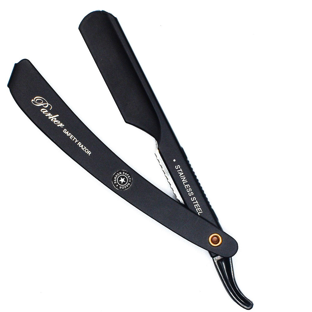 Parker PTABK Black Adjustable Push Type Barber Razor