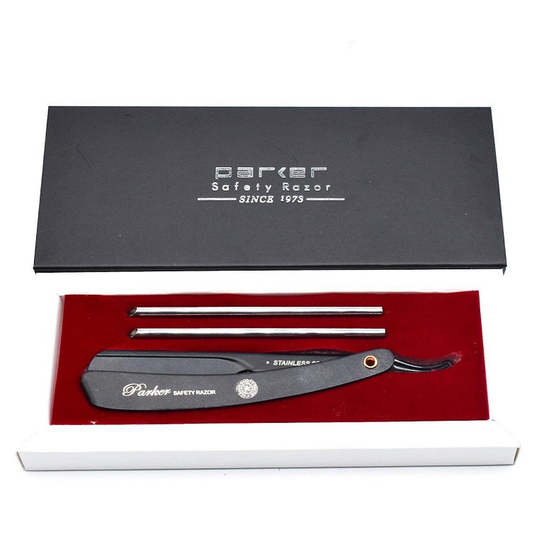 Parker PTABK Black Adjustable Push Type Barber Razor