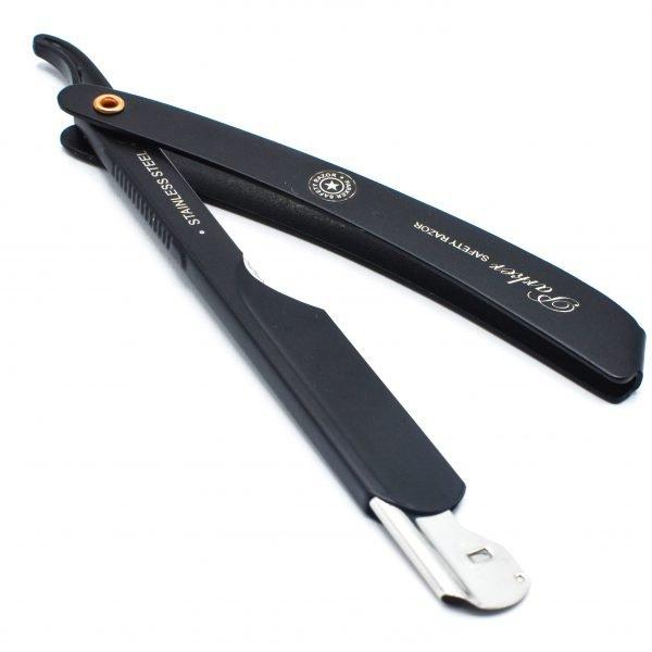 Parker PTABK Black Adjustable Push Type Barber Razor