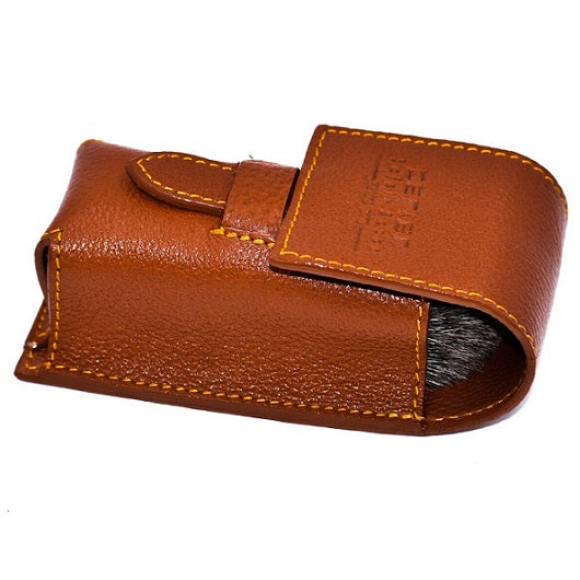Parker Leather Shaving Brush Case, Saddle Brown