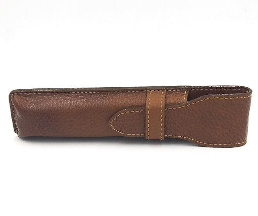 Parker Leather Straight & Barber Razor Travel Case Brown
