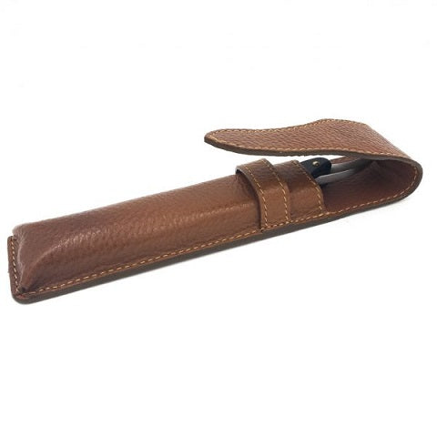 Parker Leather Straight & Barber Razor Travel Case Brown