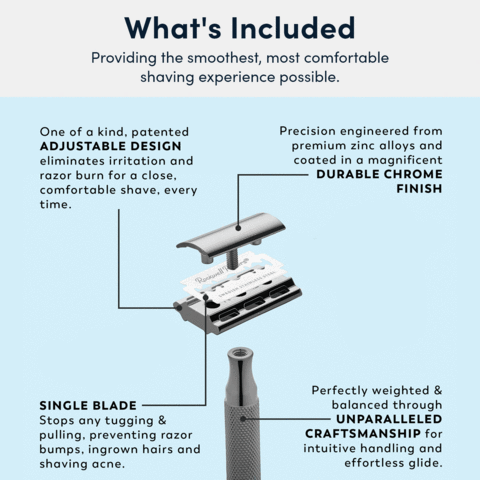 Rockwell 2C Double Edge Safety Razor, White Chrome
