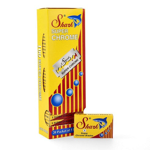 Shark Super Chrome Double Edge Blades, 100 Blades