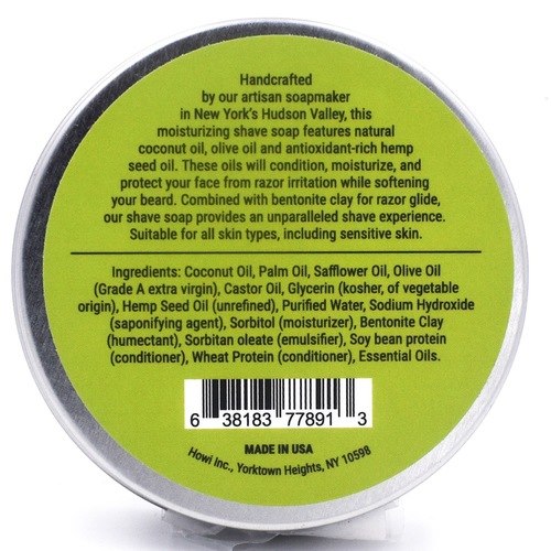 Taconic Lime Glycerin Hemp Oil Shaving Soap 4 oz