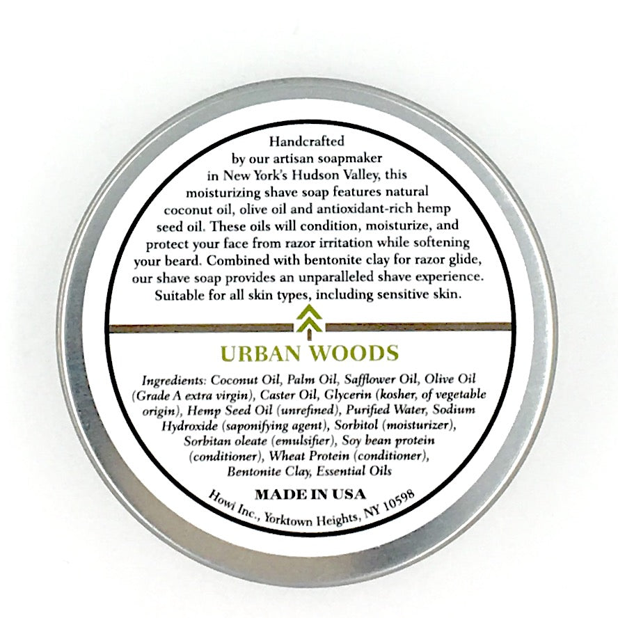 Taconic Urban Woods Glycerin Hemp Oil Shaving Soap 4 oz.