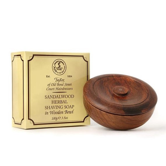 Taylor of Old Bond Street Sandalwood Shaving Soap in Wooden Bowl