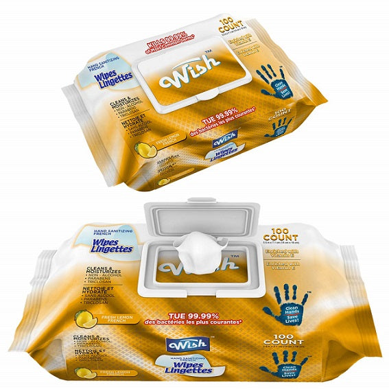 Wish Hand Sanitizing Wipes 100 Count-Lemon Scent