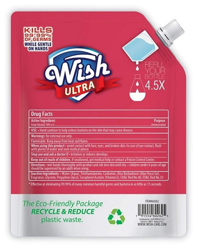 Wish Refill Pack 1 Liter Scented Hand Sanitizer–Watermelon