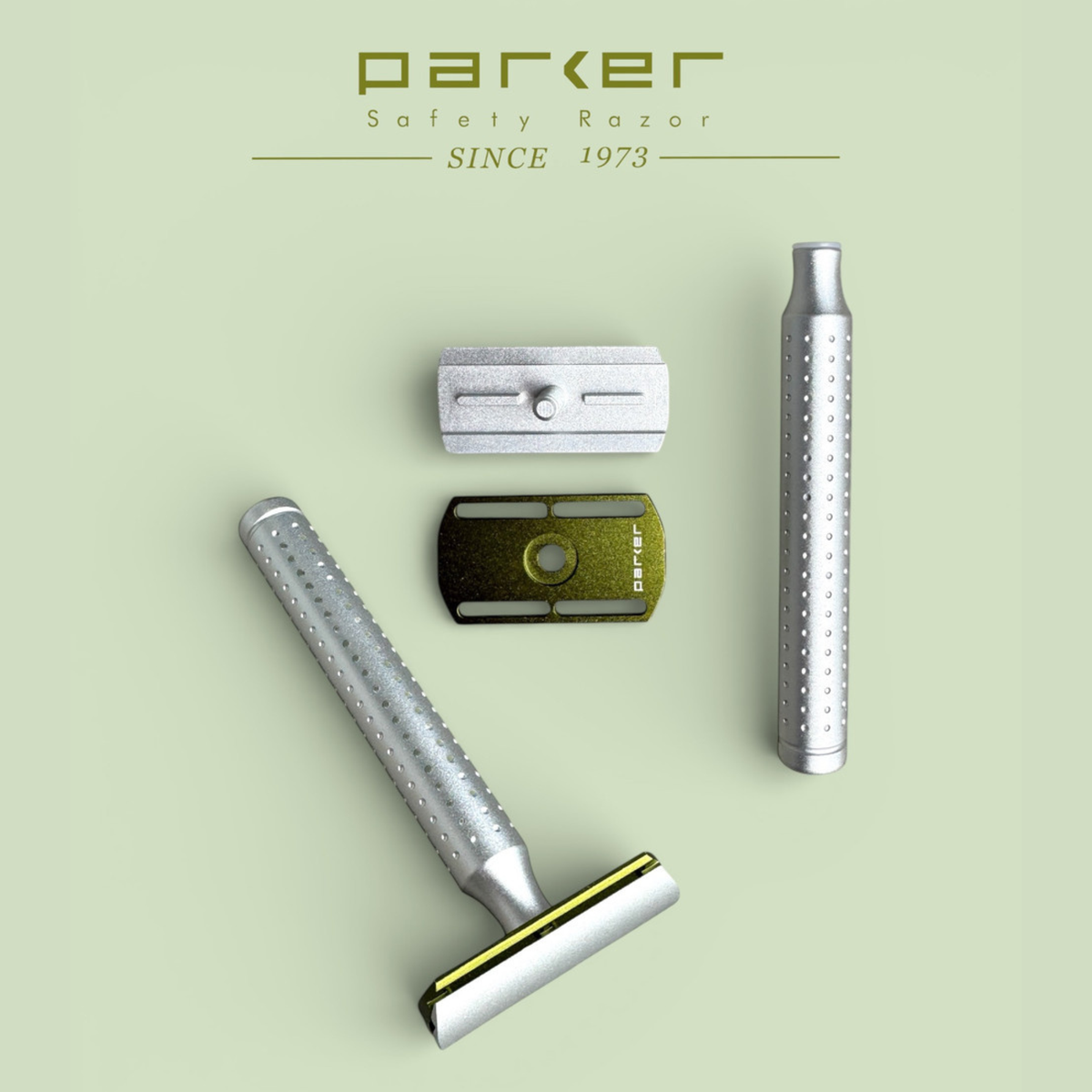 Parker AeroShave Aluminum Safety Razor, Long Handle