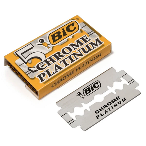 5 BIC Chrome Platinum Double Edge Safety Razor Blades