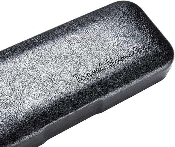 Black Leather Travel Humidor, Holds 3 Cigars