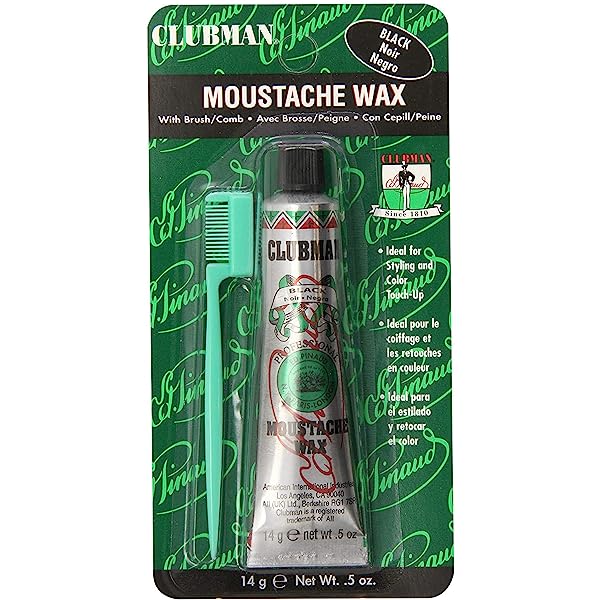 Clubman Moustache Wax with Brush/Comb