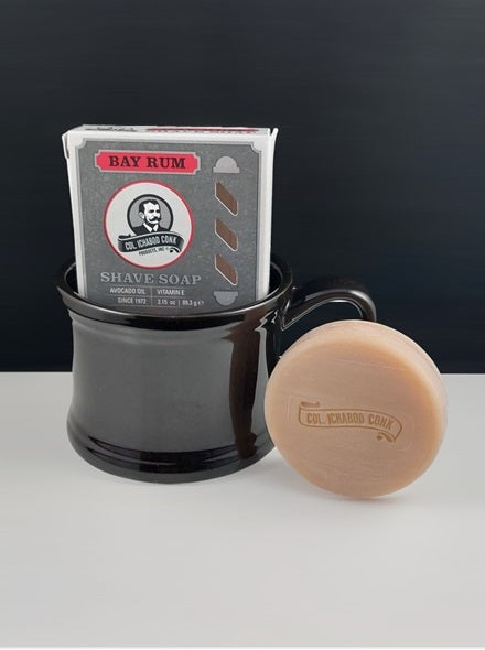 Col. Conk Black Super Shave Mug with Large Shaving Soap