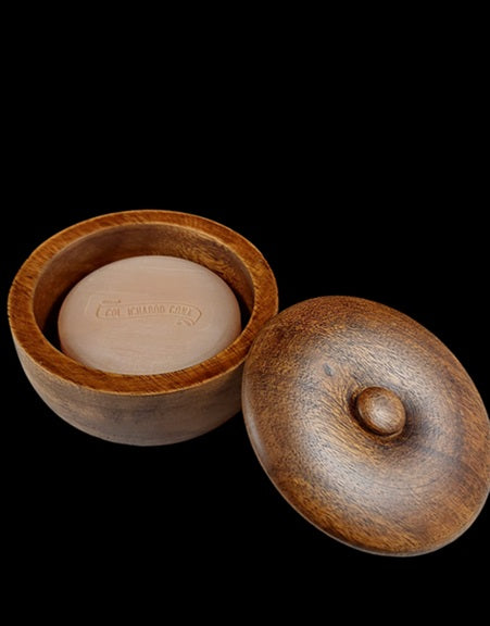 Col. Conk Large Covered Dark Wood Shave Bowl with Large Shave Soap