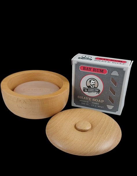 Col. Conk Large Covered Light Wood Shave Bowl with Large Shave Soap