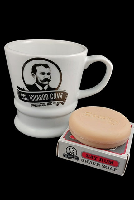 Col. Conk White Shave Mug with Shaving Soap