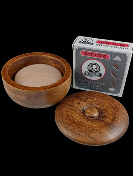 Col. Conk Large Covered Dark Wood Shave Bowl with Large Shave Soap