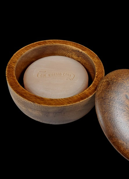 Col. Conk Large Covered Dark Wood Shave Bowl with Large Shave Soap