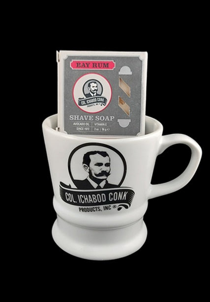 Col. Conk White Shave Mug with Shaving Soap