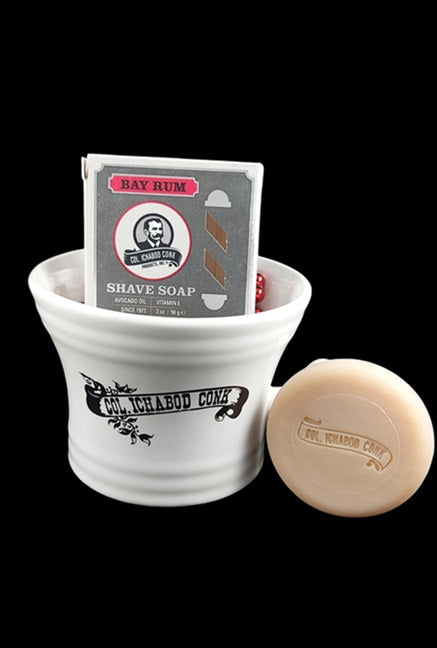 Colonel Conk White Apothecary Shave Mug with Shaving Soap