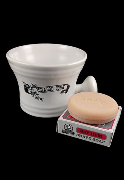 Colonel Conk White Apothecary Shave Mug with Shaving Soap