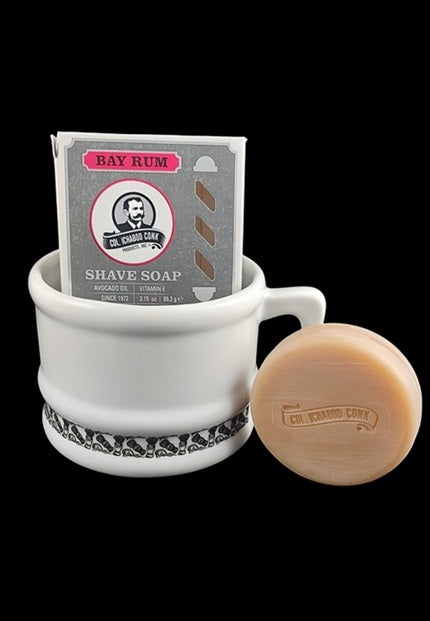 Colonel Conk White Super Shave Mug with Large Shaving Soap