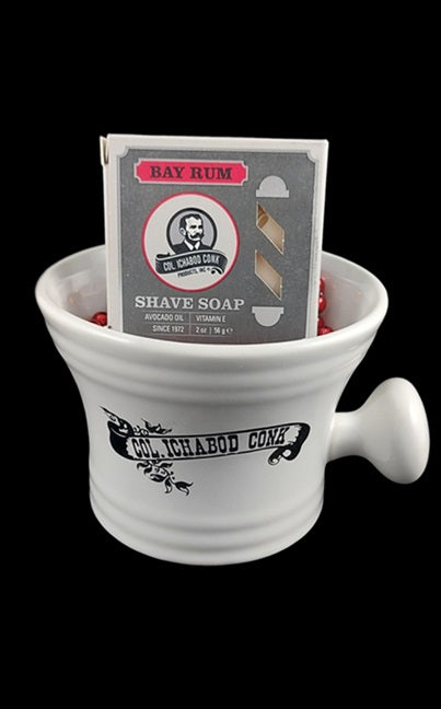 Colonel Conk White Apothecary Shave Mug with Shaving Soap