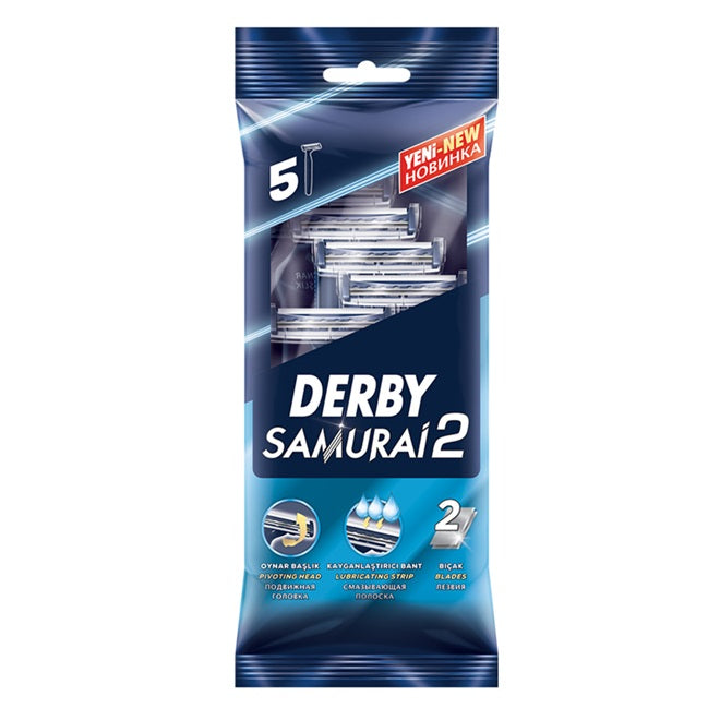Derby Samurai 2 Twin Blade Disposable Razor (5 Pack)