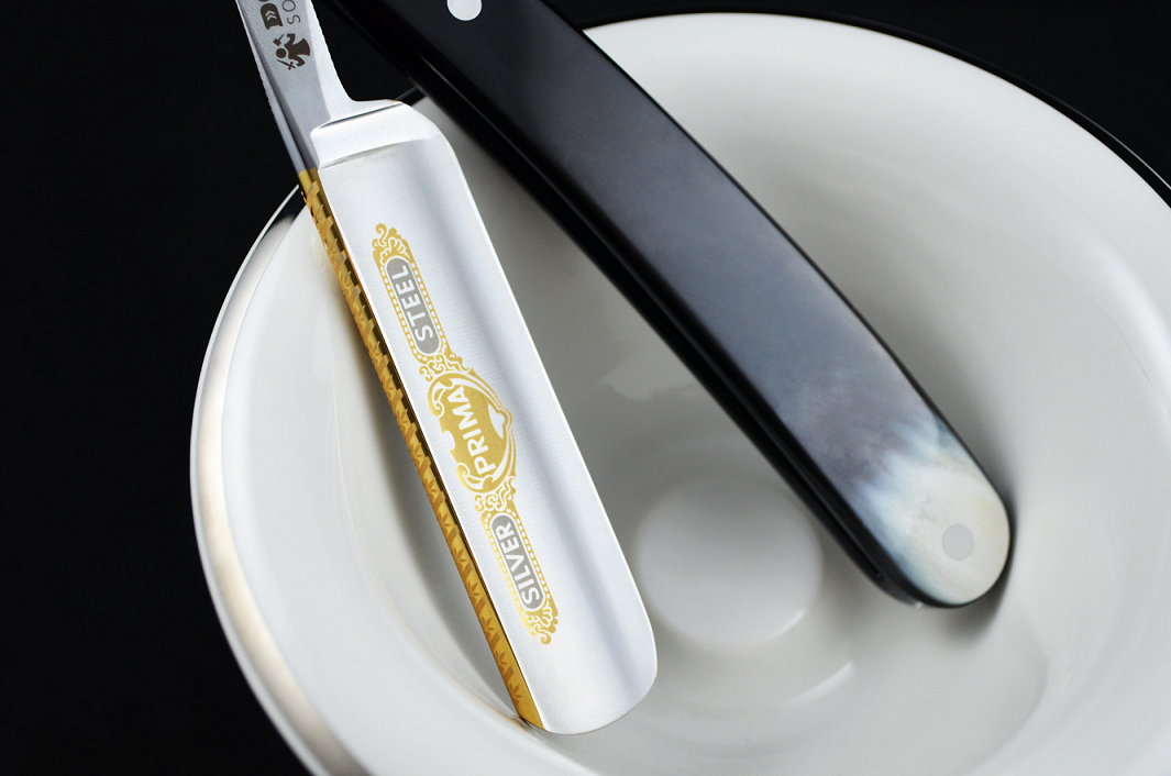 Dovo Prima Straight Razor - 3" Carbon Steel Blade, Black Ebony Wood Handle, Spanish Point, Gift Tin