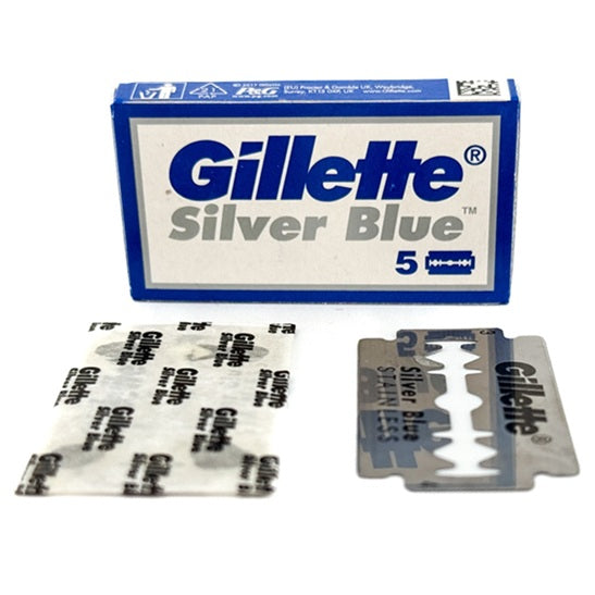 5 Gillette Silver Blue Double Edge Razor Blades - The Classic Edge ...