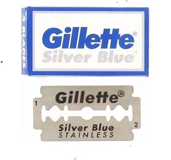 5 Gillette Silver Blue Double Edge Razor Blades