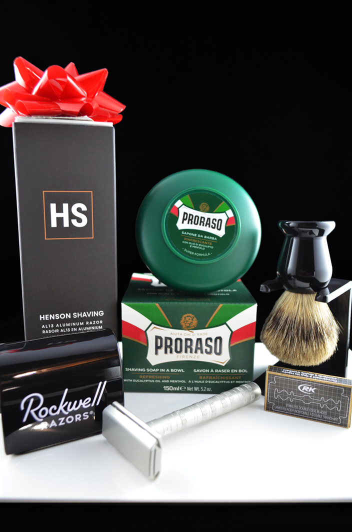 Henson AL13 Medium Safety Razor 6 Piece Shaving Set