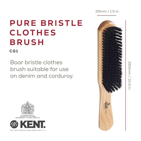 Kent K-CG1 Clothes Brush (Cherrywood Handle/Pure Black Bristle)