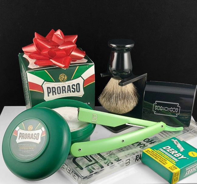 Level 3 Barber Razor Gift Set, Green