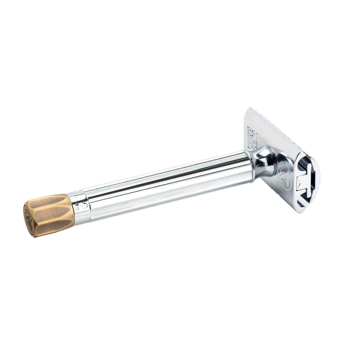 Merkur 510 Progress Adjustable Safety Razor With Antique Brass Metal Knob