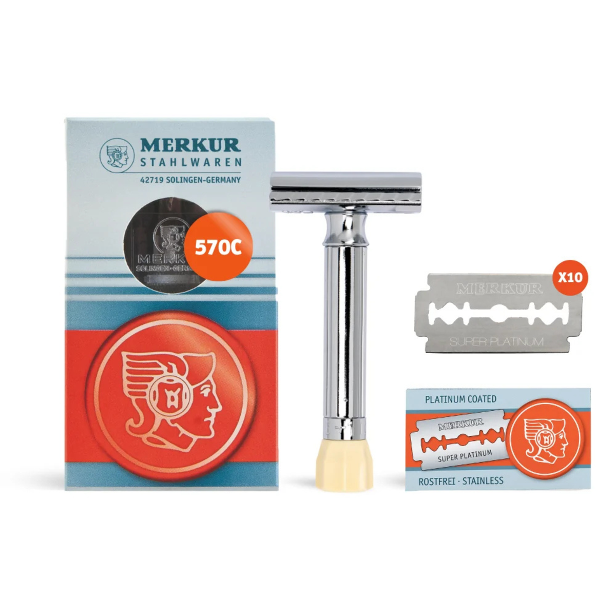 Merkur 3-Piece Shaving Set with Progress Adjustable Razor (500001)