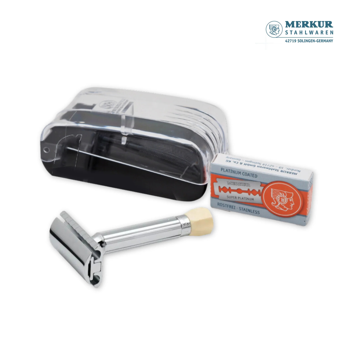 Merkur 3-Piece Shaving Set with Progress Adjustable Razor (500001)