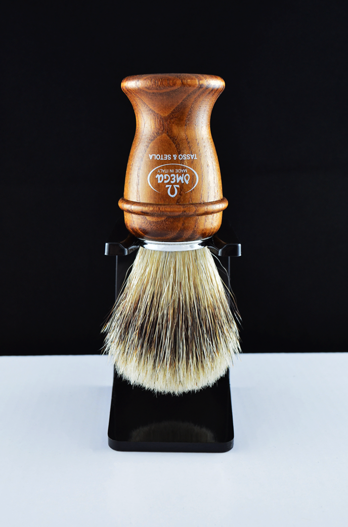 Omega 50/50 Silvertip Badger and Bristle Ashwood Handle Shaving Brush