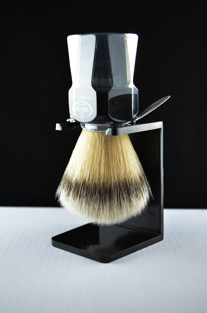 Omega 632 Silvertip Badger Shaving Brush Black &amp; Transparent Resin Handle