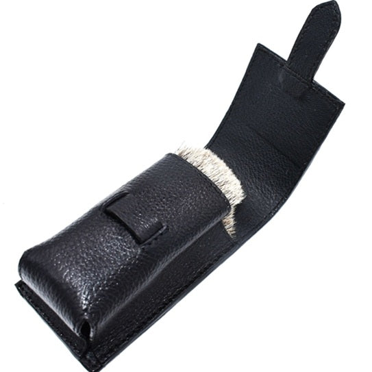 Parker Leather Shaving Brush Case, Black