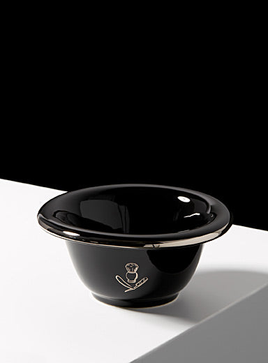 Pure Badger Collection Black Porcelain Shaving Bowl with Silver Rim