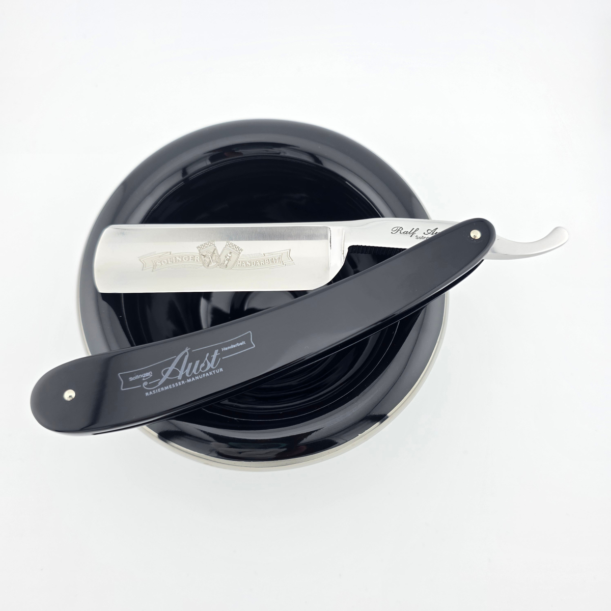 Ralf Aust 7/8 Black Acrylic Round Point Straight Razor