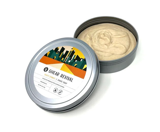 Shear Revival Scott Street Shave Soap, Orange &amp; Oakmoss