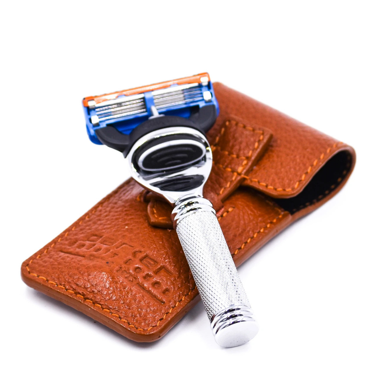 Parker Fusion Compatible Travel Razor with Leather Case