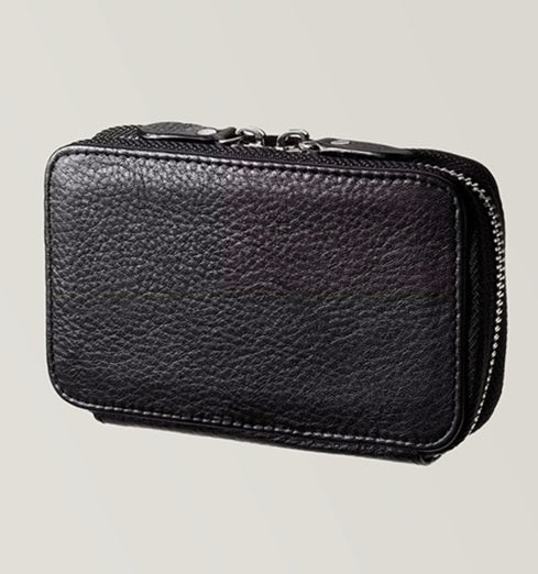 Universal Black Pebble Leather Double Edge Razor Case