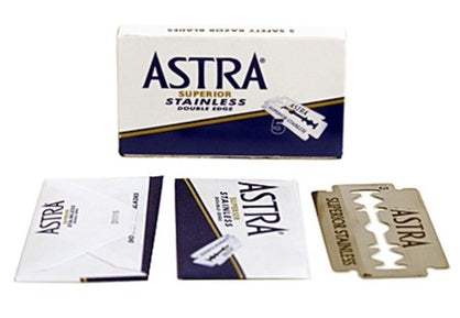 10 Astra Blue Stainless Double Edge Safety Razor Blades